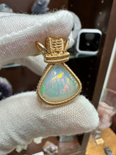 Load image into Gallery viewer, Fire Opal wrapped in 14/20 Gold Fill Wire
