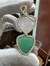 Load image into Gallery viewer, Rose Quartz &amp; Aventurine ❤️ wrapped in 935 Agentium Silver Wire
