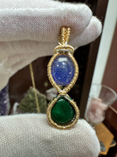 Load image into Gallery viewer, Tanzanite &amp; Malachite wrapped in 14/20 Gold Fill Wire
