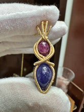 Load image into Gallery viewer, Star Ruby &amp; Tanzanite wrapped in 14/20 Gold Fill Wire
