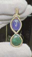 Load and play video in Gallery viewer, Tanzanite &amp; Malachite wrapped in 14/20 Gold Fill Wire

