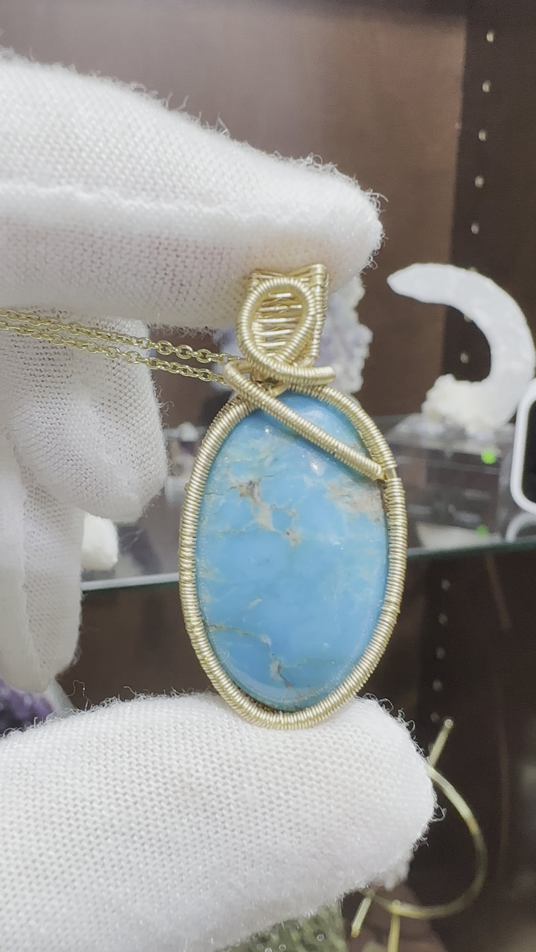 Sleeping Beauty Turquoise wrapped in 14/20 Gold Fill Wire