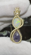 Load and play video in Gallery viewer, Fire Opal &amp; Tanzanite wrapped in 14/20 Gold Fill Wire
