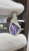 Load and play video in Gallery viewer, Charoite wrapped in 935 Agentium Silver Wire
