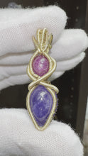 Load and play video in Gallery viewer, Star Ruby &amp; Tanzanite wrapped in 14/20 Gold Fill Wire
