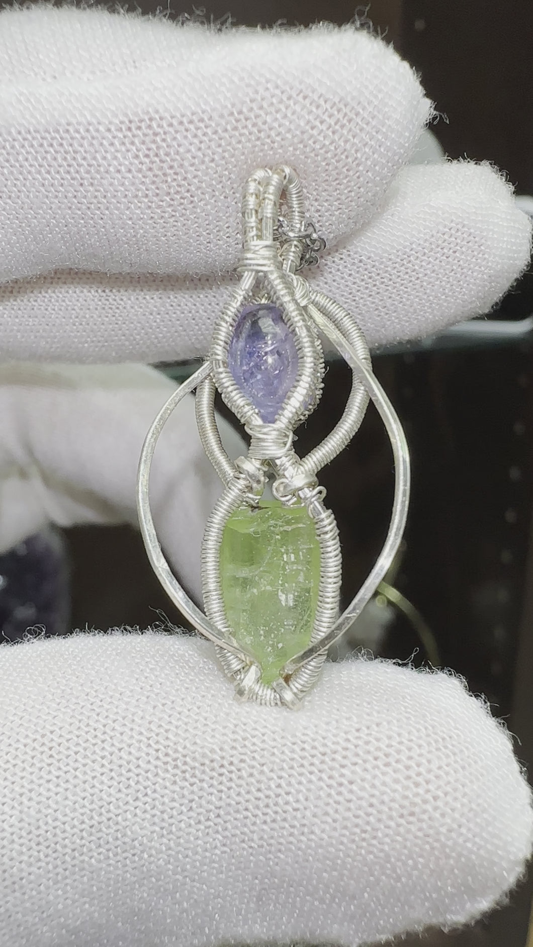 Tanzanite & Peridot wrapped in 935 Agentium Silver Wire