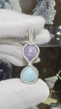 Load and play video in Gallery viewer, Charoite &amp; Turquoise wrapped in 935 Agentium Silver Wire

