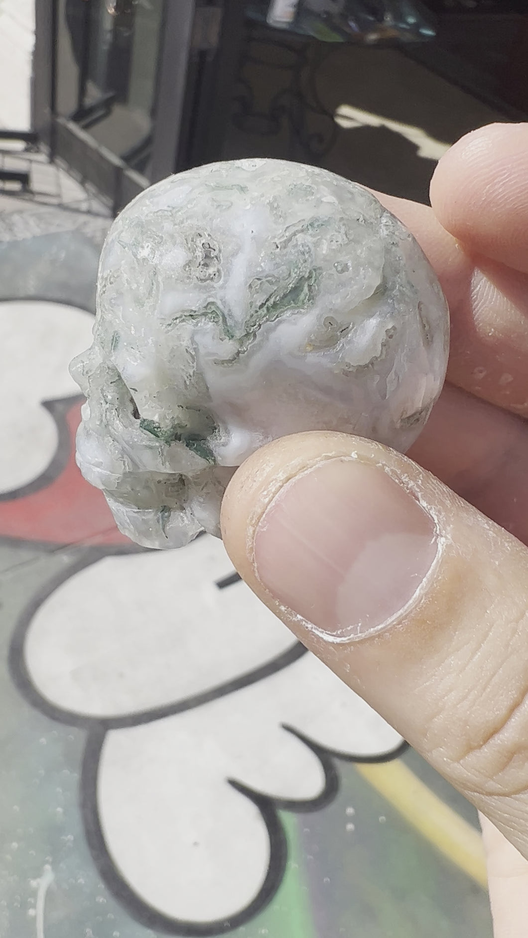 Moss Agate Hand Carved 2 inch Crystal Skull