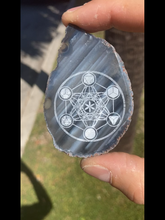 Load image into Gallery viewer, Metatron’s Cube Platonic Solids Laser Engraved Agate
